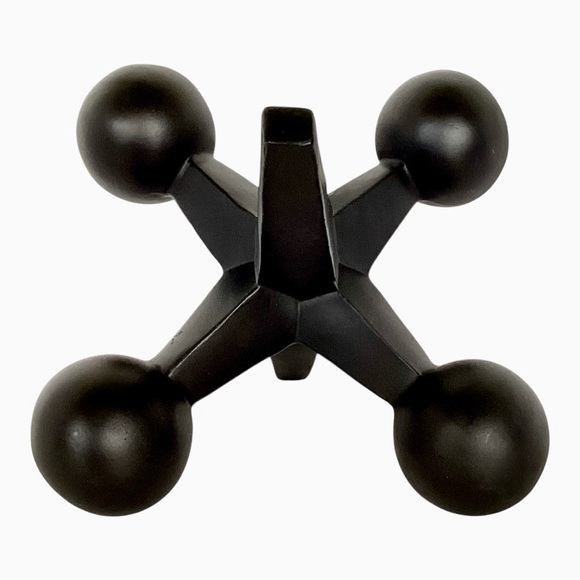 3D Jacks Sculpture Figurine Decor Black Abstract Six Sided Freestanding Design - Picture 6 of 12